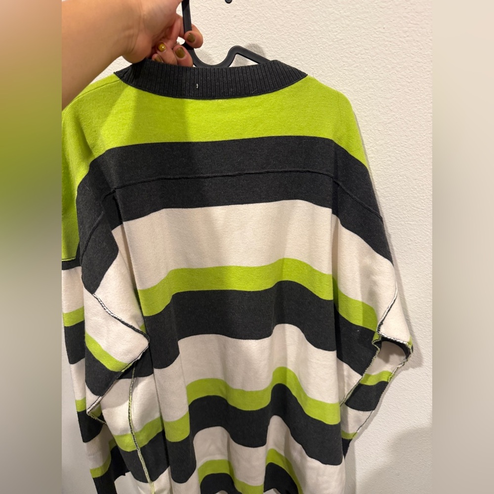 Free People Striped Cardigan in Black, Green, and White - Picture 5 of 5